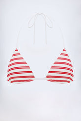Triangle Bikini Top in Cherry Red Double Stripe
